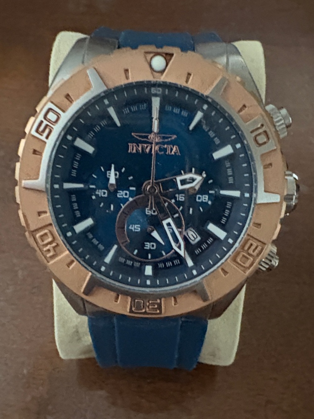 Invicta Navy Dial Chronograph with Rose Gold Bezel